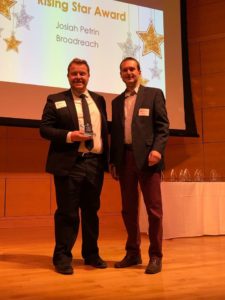 Josiah Petrin, holding Rising Star Award, is pictured with MPRC Board member Kevin Gove